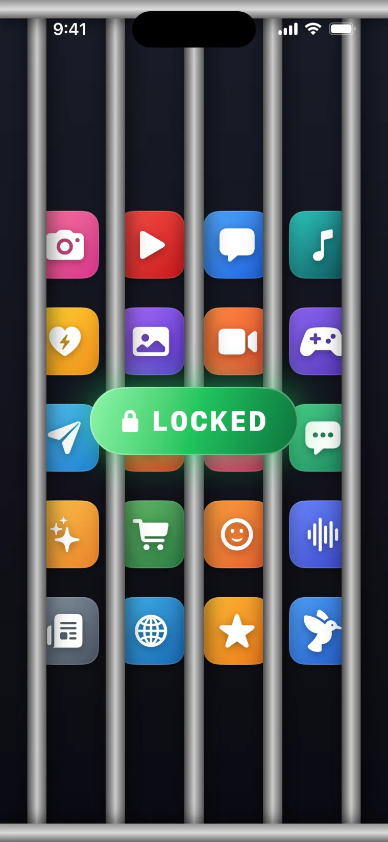 Distracting apps locked behind jail bars